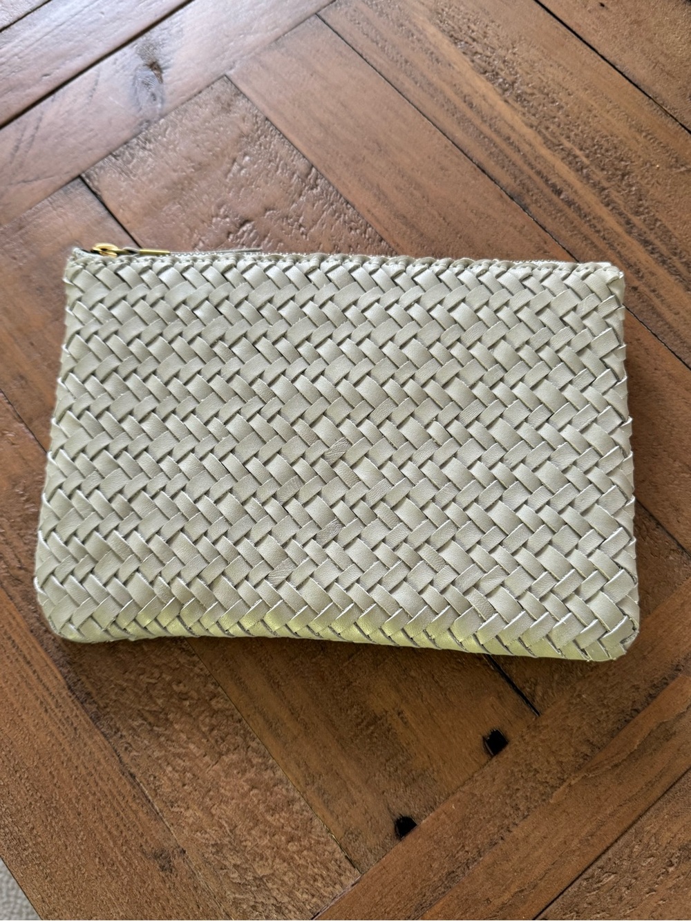Madewell The Leather Clutch Purse Woven Edition - Ashen Sage - Picture 4 of 6
